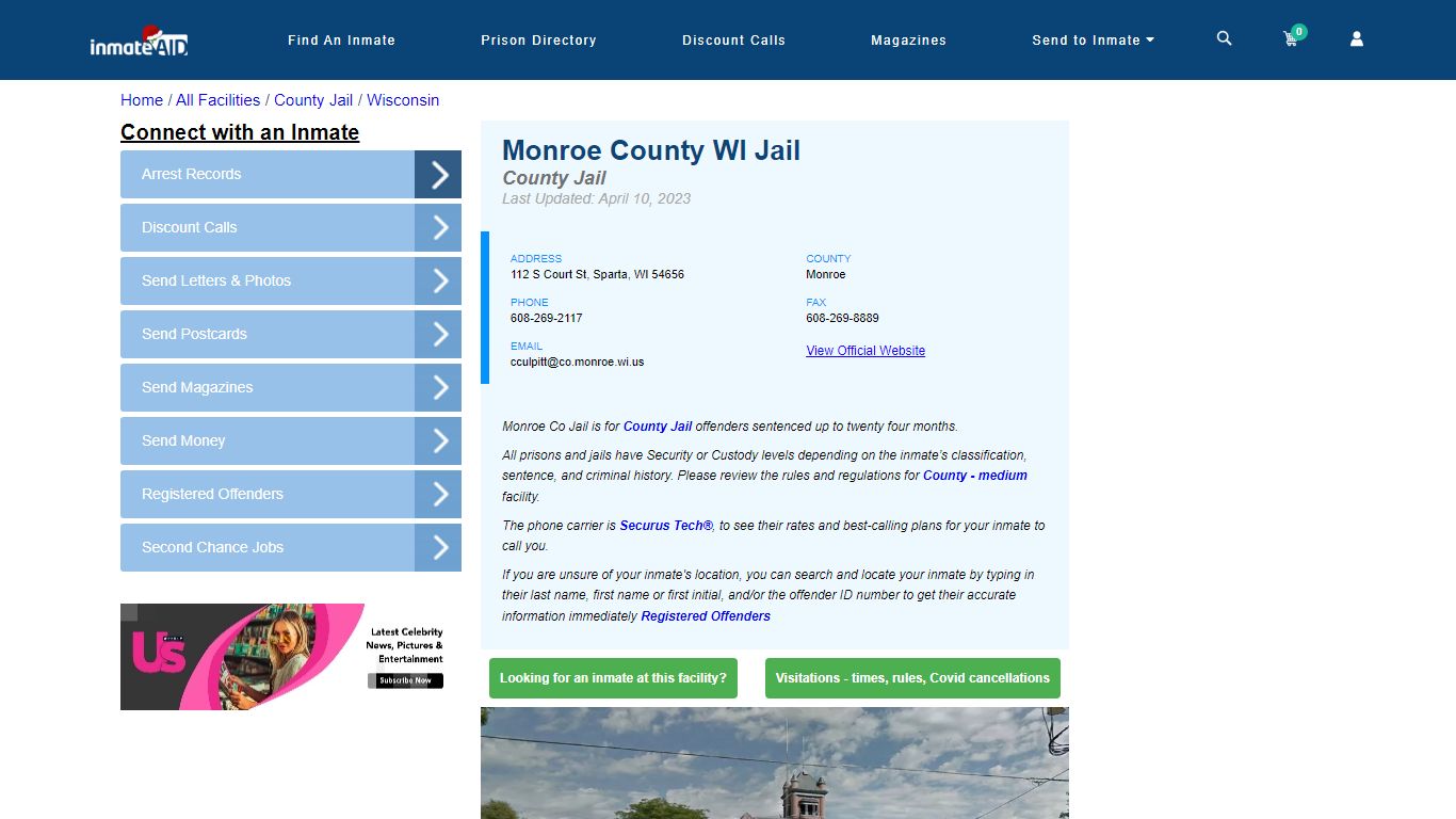 Monroe County WI Jail - Inmate Locator - Sparta, WI