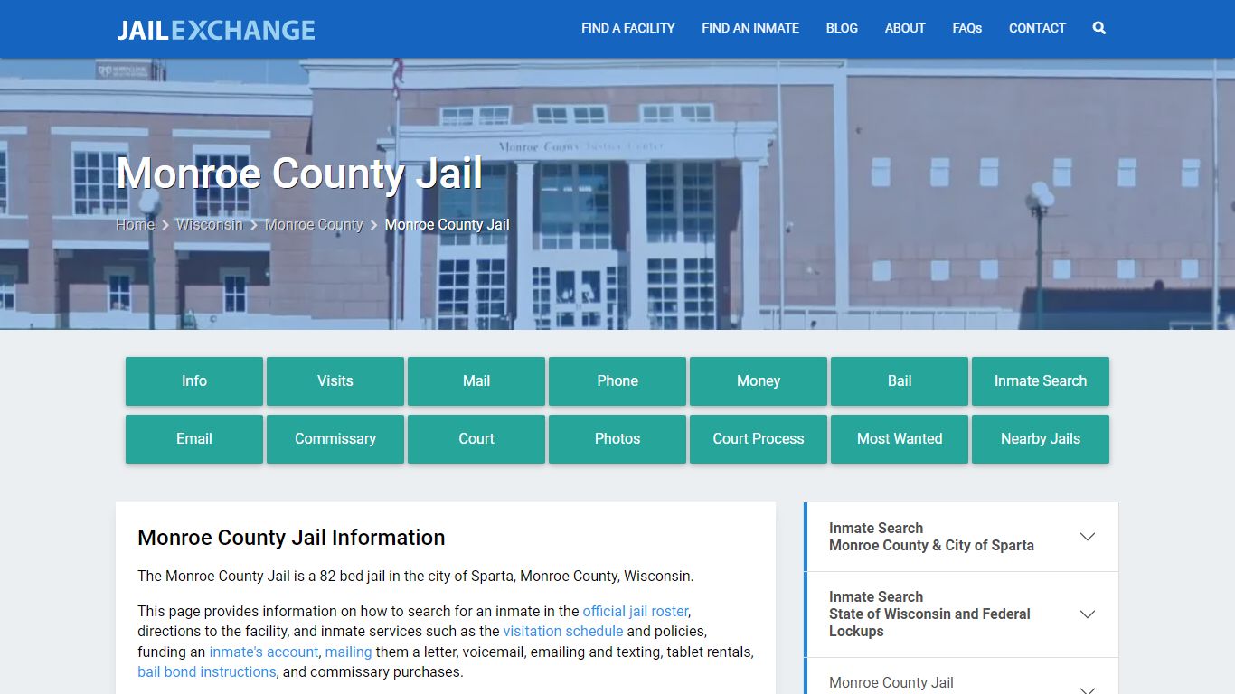 Monroe County Jail, WI Inmate Search, Information